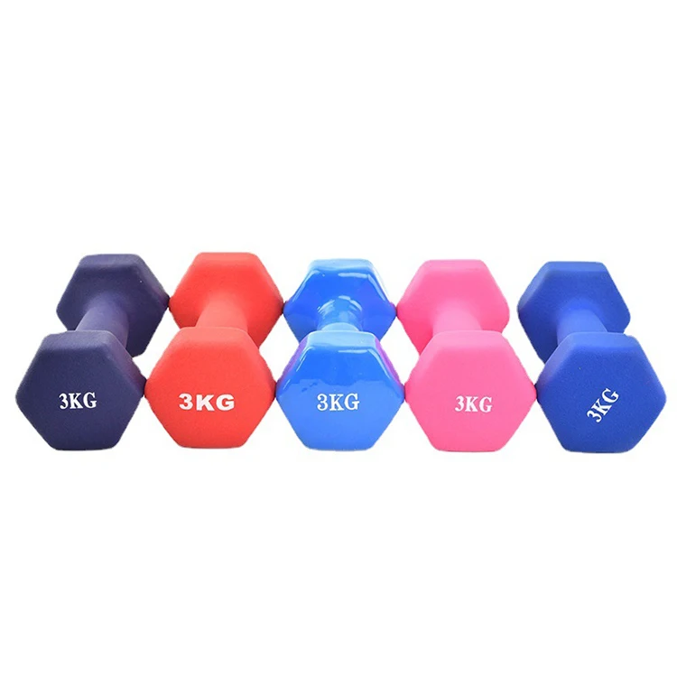 ZHOYA SPORT Customized Cheap Weights Gym Equipment Fitness Small Adjustable 2.5kgs Pink Neoprene Coated Hex Dumbbell Set