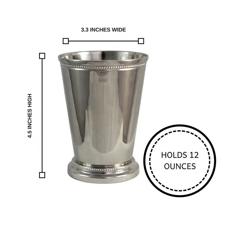 Custom Nickel Plated Beaded Trim Edging Cup 12 Oz Moscow Mule Mint Julep Cup