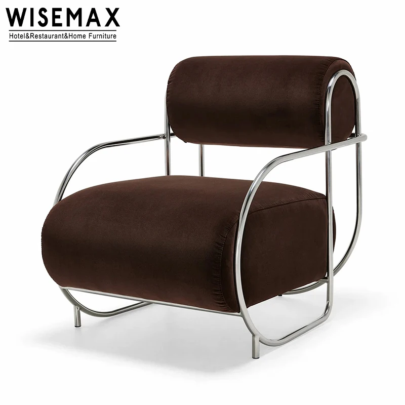WISEMAX FURNITURE Modern Recliner Chair Hotel Furniture Original Designed Velvet Fabric Metal Nordic Living Room Lounge Chair