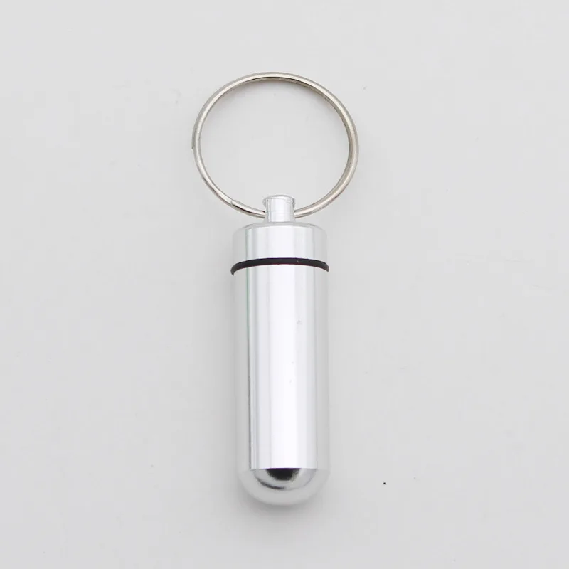Portable Pill Bottle Aluminum Alloy Mini Carry Keychain Sealed and Waterproof Medicine Box Key Chain Ring