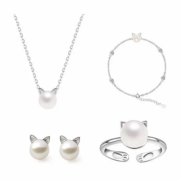 Дейзи сердце любовь кошка медведь комплект ювелирных изделий для маленьких девочек цепочки и ожерелья Серьги Браслет