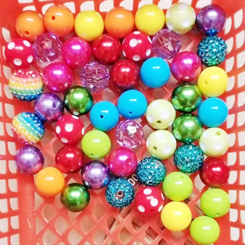 50pc/bag 20mm raninbow color round acrylic beads for jewelry making Mixed style chunky beads diy necklace bubblegum beads