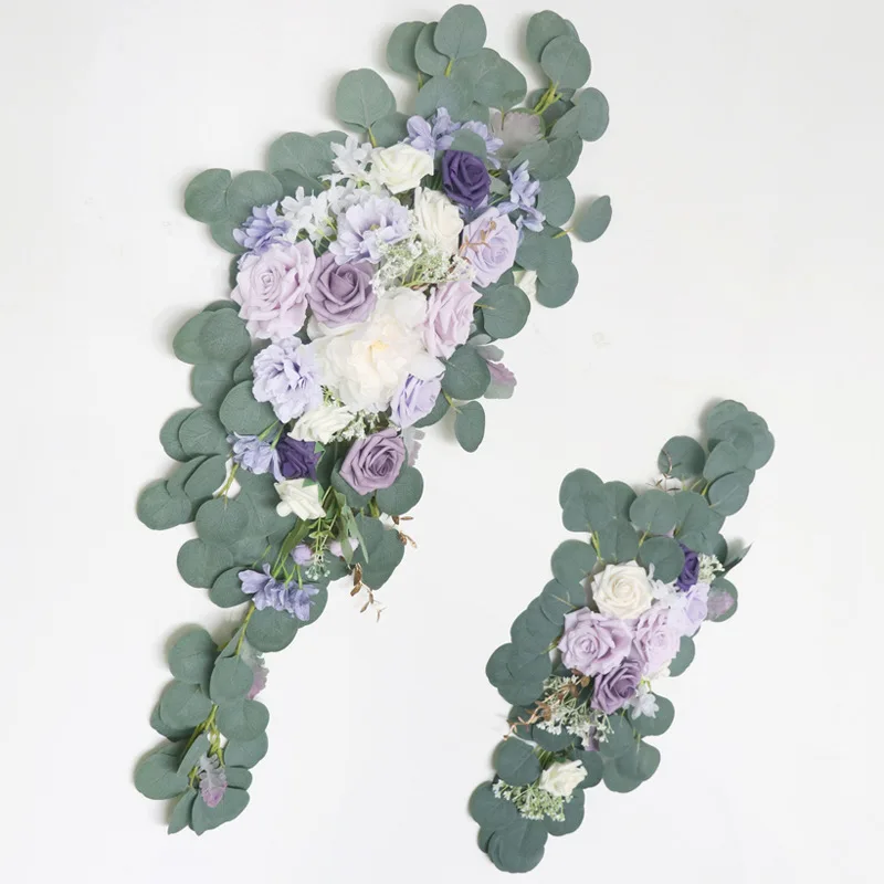 GM044 Simulated Taro Purple Rose Wedding Arch Flower Sets Arrangement Artificial Corner Flower Wedding