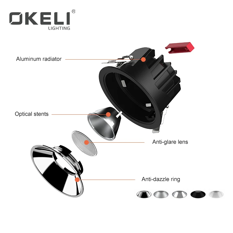  OKELI оптовая продажа офисный коммерческий литый алюминиевый монолитный блок светодиодов 8 Вт 15 25 35 встраиваемый точечный