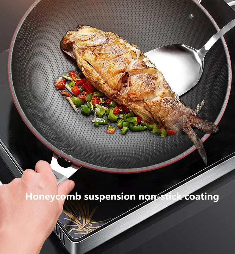 2022 Hot Selling Cooking Household Non Stick Cast Iron Cook Ware Wok Cookware Set