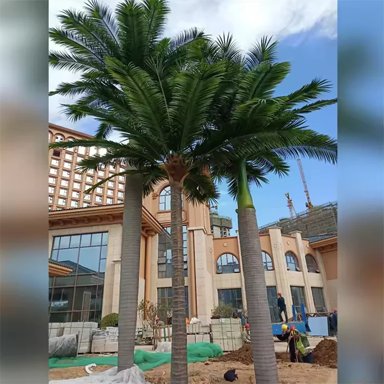 Fiberglass Trunk Landscape Fake Palm Tree Indoor Outdoor Big Simulation Coconut Tree for Garden Decoration Tree Manufacturer