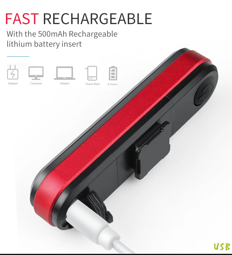  Черный Перезаряжаемый USB умный беспроводной пульт дистанционного управления Ультраяркий светодиодный задний фонарь для