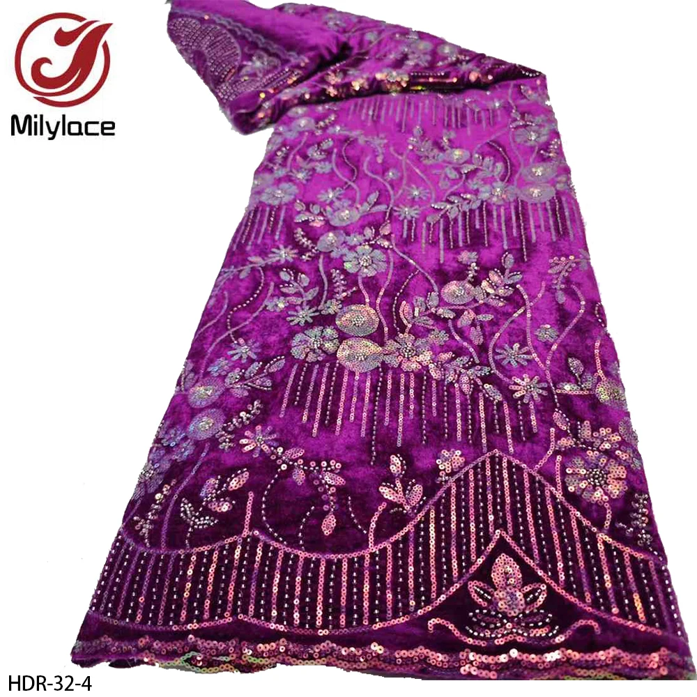 Warm Colorful Sequins Velvet Fabric Sequin Embroidered Velvet Fabric