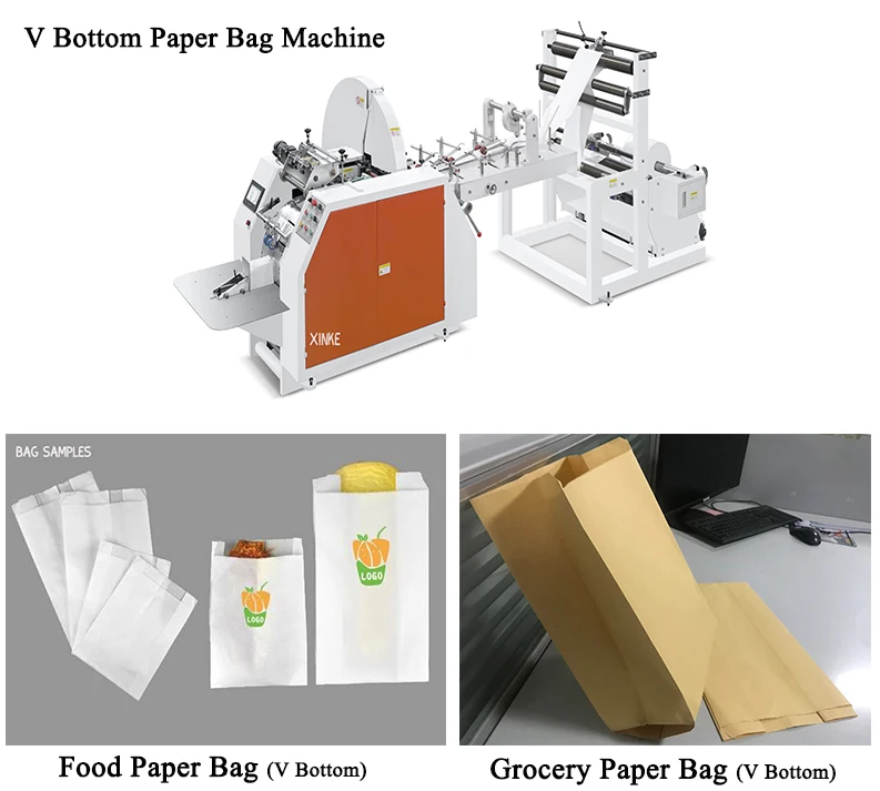 2022 new hot sale Various styles high speed Food Kraft paper material bread bag flat type v bottom paper bag making machine