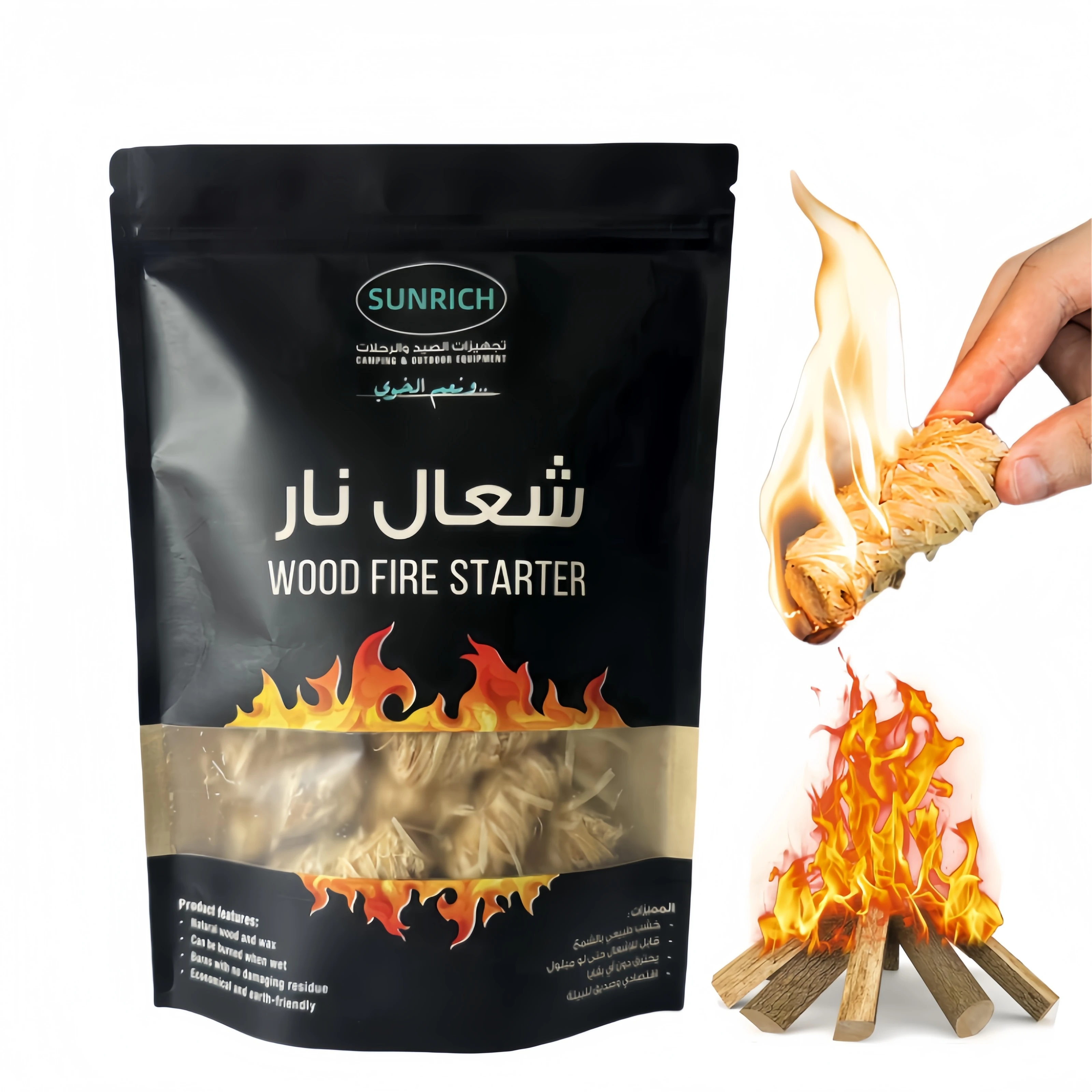 Fire Starter Natural Waterproof Windproof Wood Wax Firelighter Quick Start Outdoor Bamboo Charcoal in Kraft Bag BBQ Accessories