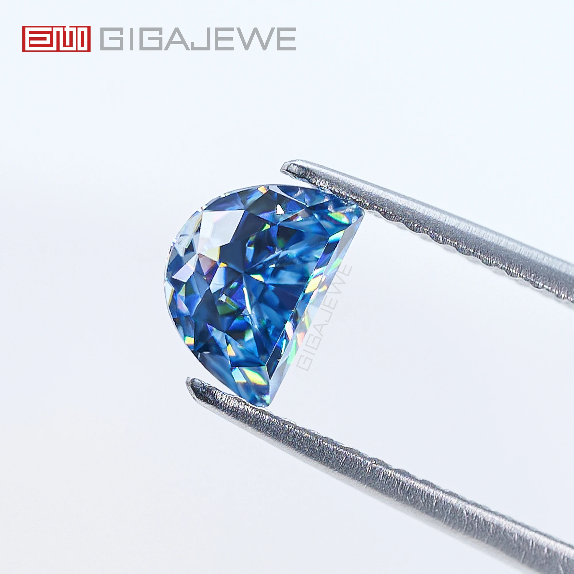 GIGAJEWE blue green yellow  Color Half moon cut VVS1 Special cut Moissanite Lab grown Gemstone  For Jewelry Making