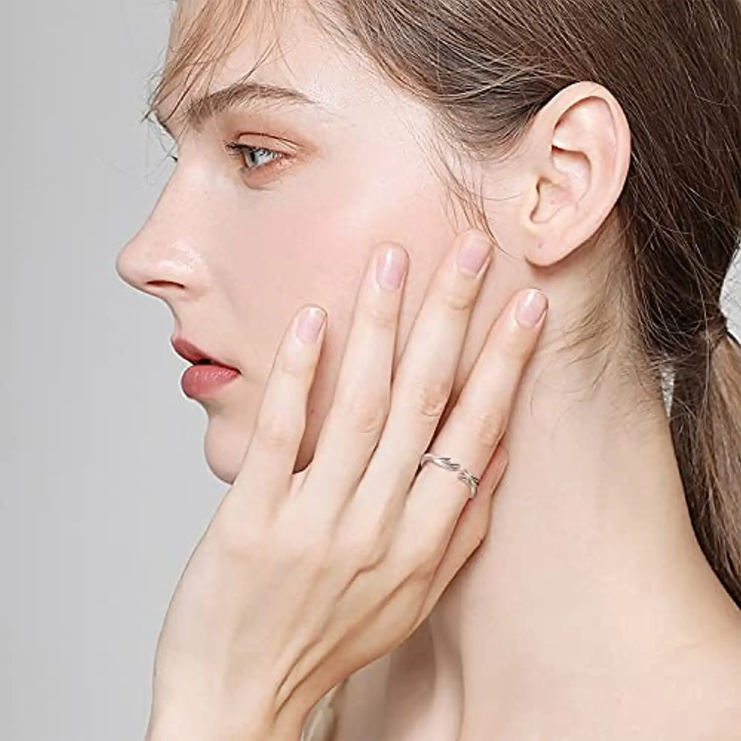 Hot Sale 925 Sterling Silver Rhodium Plated Open Adjustable Hand Hug Ring For Women