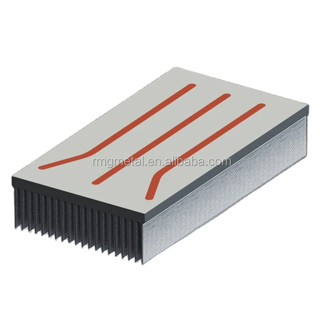 custom high density anodized  bonded fin skived power amplifier cnc aluminum cooler cooper heat pipe heat sink