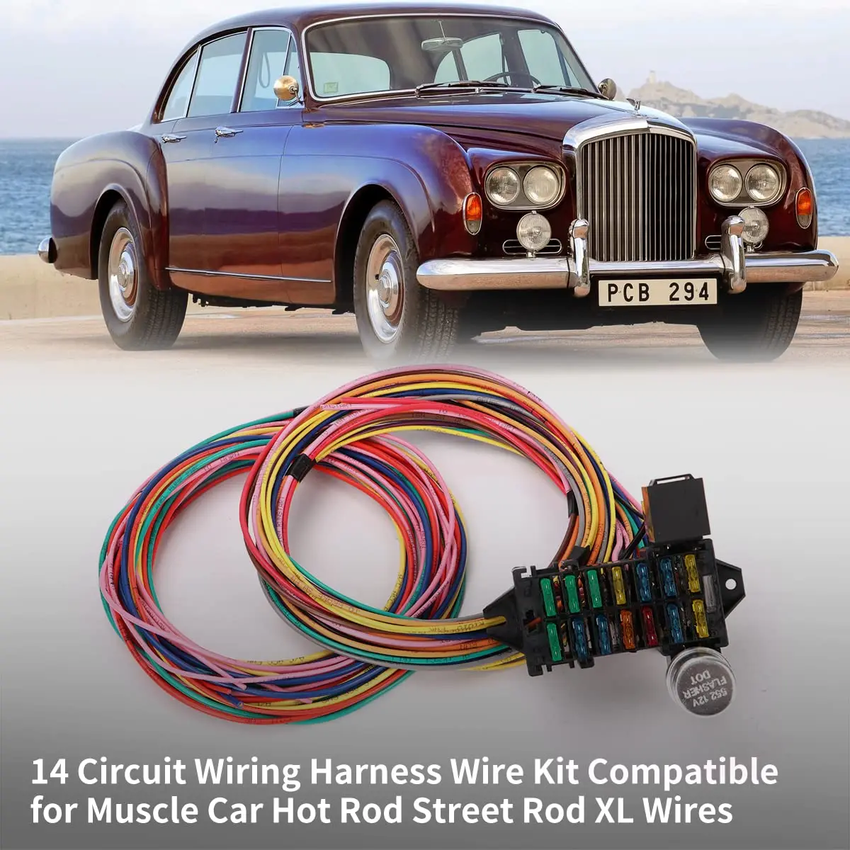 High quality 14 circuit wiring harness for street muscle car hot rod rat XL copper wiring harness 12 V wiring harness kit
