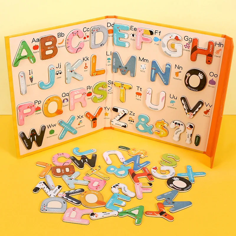 Kids Creative Alphabet Wood Puzzles Abc Letter And Number Montessori Learning Board Educational Toys For Toddlers
