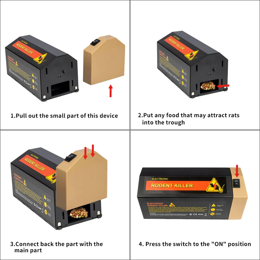 Indoor High Voltage Plastic Electronic Rodent Traps,Smart Electric Shock Mouse Trap Multi Rat Killer Chipmunk Mice Zapper