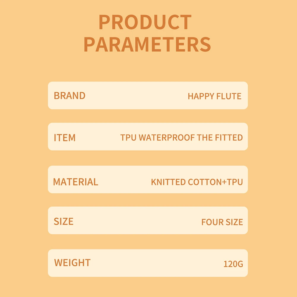  Happyflute Custom OEM детский фитинг протектор кровати водонепроницаемый вязаный хлопковый ТПУ простыня для кроватки 32*17*4