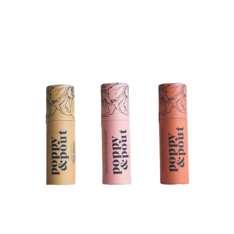 Custom Biodegradable White Kraft Cardboard Lip Balm Packaging Recycled Push Paper Tube with Stamping for Cosmetic Use