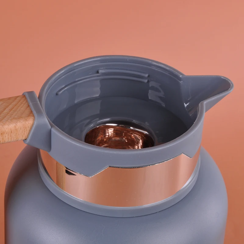 Factory newest thermos vacuum flask Keep Hot 24 hrs coffee pot 1L glass inner water jug with wooden handle