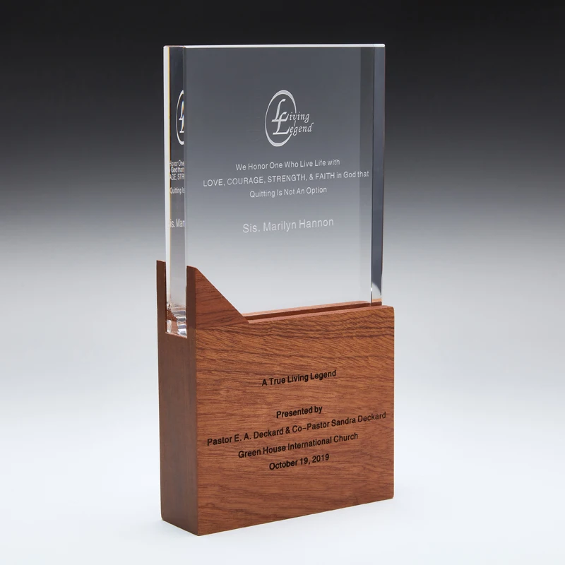 Оптовая Продажа с фабрики k9 хрустальный стеклянный трофей, сувенир, подарок, деревянная основа, хрустальный стеклянный трофей