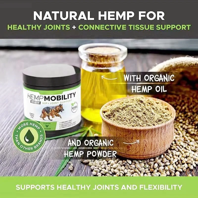 Глюкозамин Конопляный для собак добавка суставов и бедер с конопляным маслом улучшает мобильность энергию снимает боль в