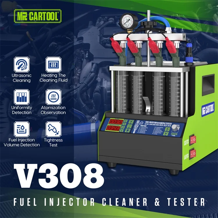 Автомобильный тестер топливного инжектора MRCARTOOL V308 ультразвуковая очистка нагревание жидкость датчик объема двигатель для проверки натяжения