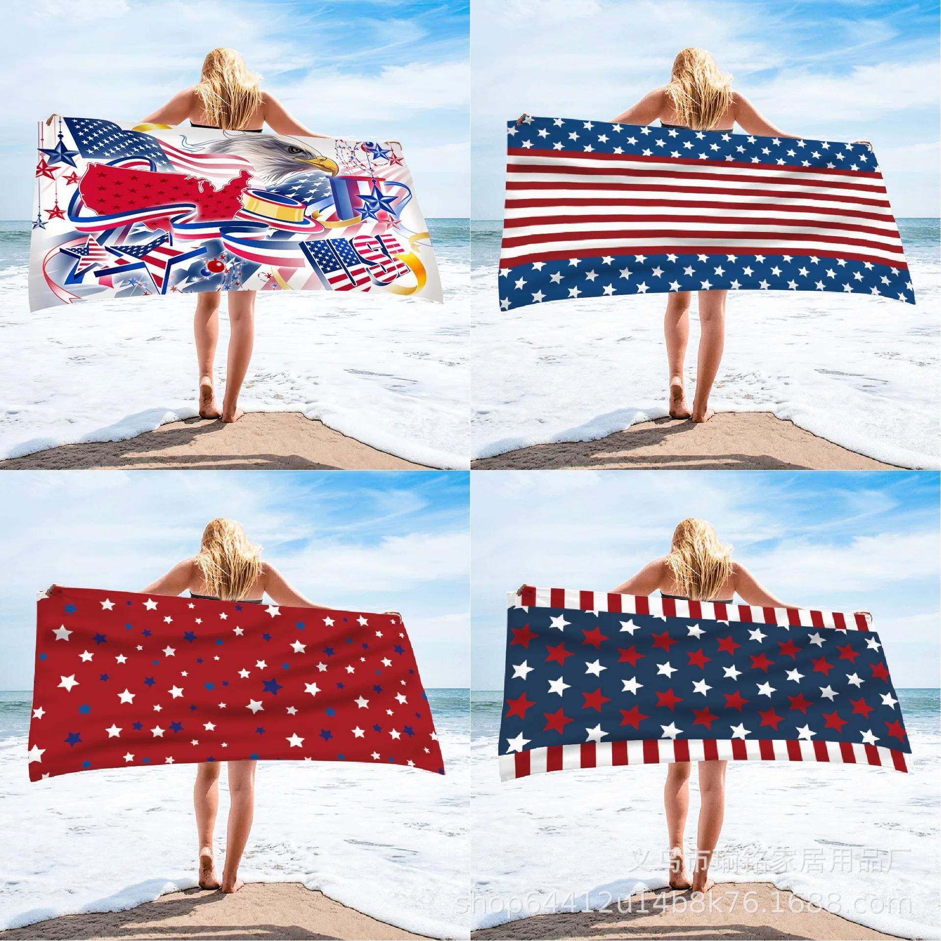 Wholesale 4Th July American Independence Day Flag Beach Towel Memorial Day Bathroom Towel Soft Absorbent Pool Bath Beach Towels