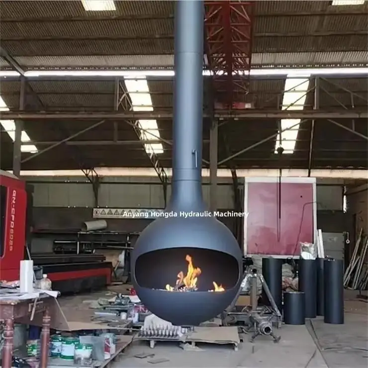 700mm Hanging Modern Roof Mounted Spherical Suspended Rotating Wood Burning Fireplace