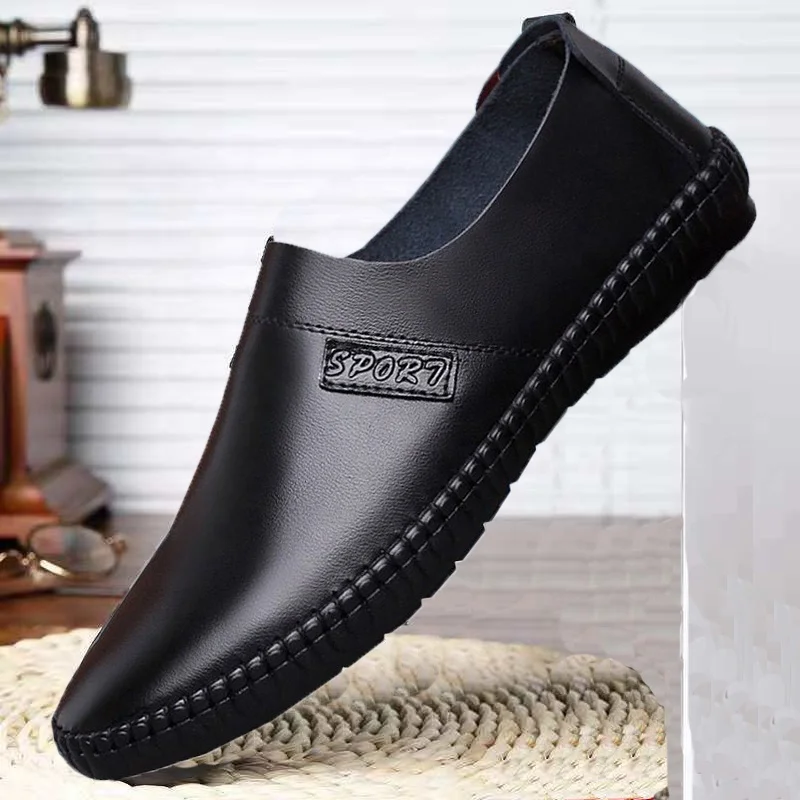 
new style oil resistance PU men slip on stitching casual shoes 