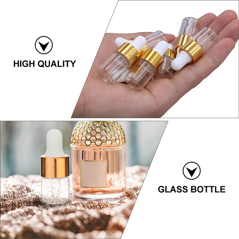 1ml 2ml 3ml Sample Vials Empty Glass Small Mini Perfume Essential Oil Dropper Bottles