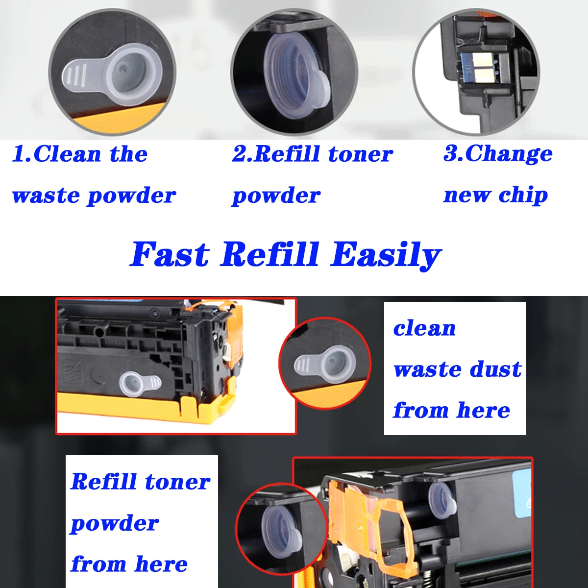 For kyocera TK-1112 color toner powder for kyocera TK-1112 empty silicone cartridge
