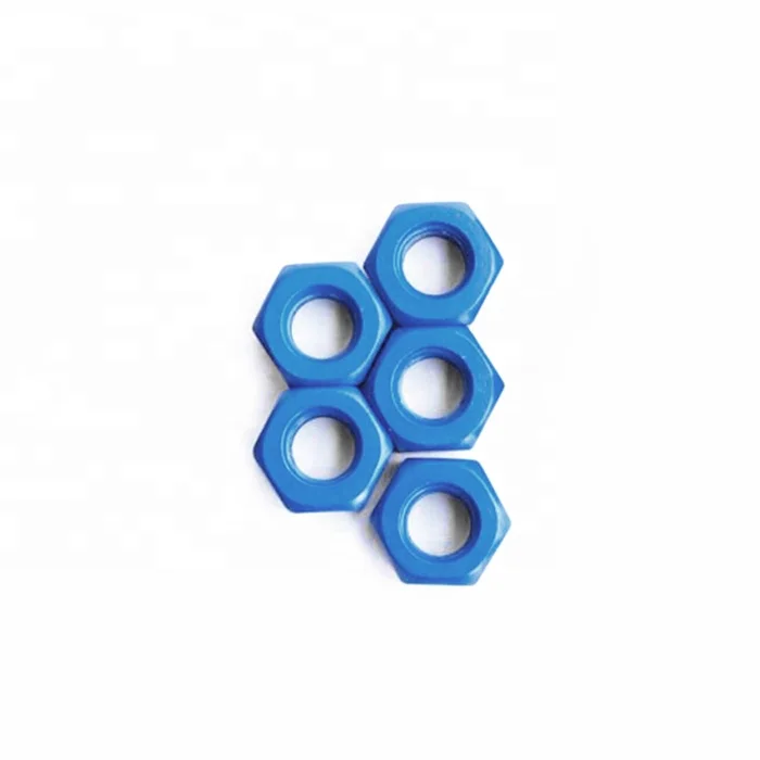 Blue Red color PTFE coating Carbon steel heavy hex nut
