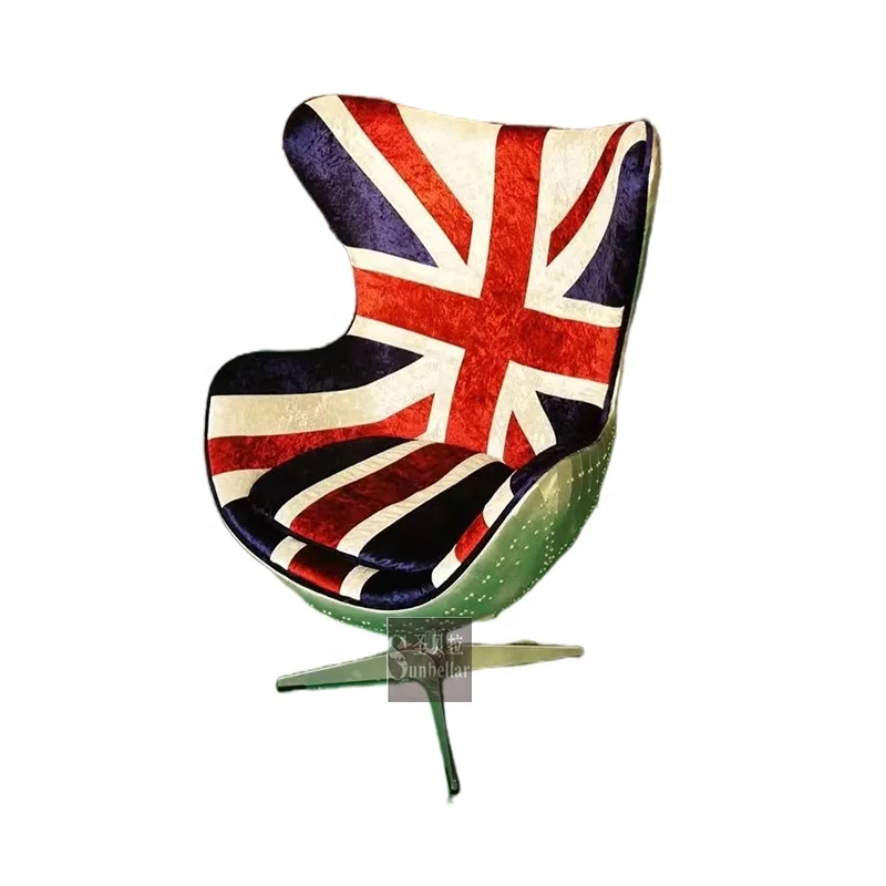 aviation furniture aviator pod egg chair Aluminium swivel England flag velvet designer executive boss chair luxury home office