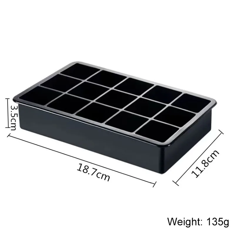 Home Use Ice Cream 15 Cavity Square Ice Tray DIY Fruit Food Grade Silicone Ice Cube Tray