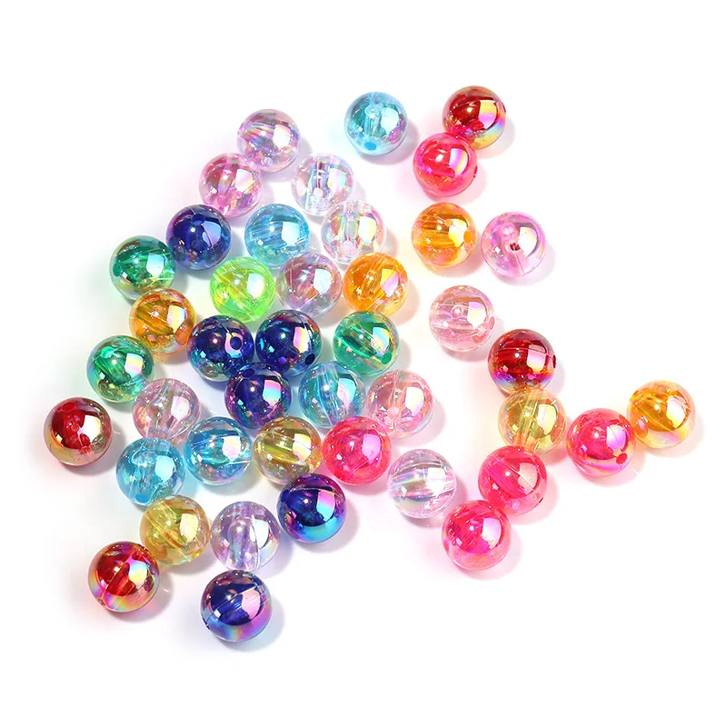 6/8/10mm Acrylic Magic Color Round Bead AB Color Straight Hole Mixed Transparent Color Bead Manufacturer Wholesale