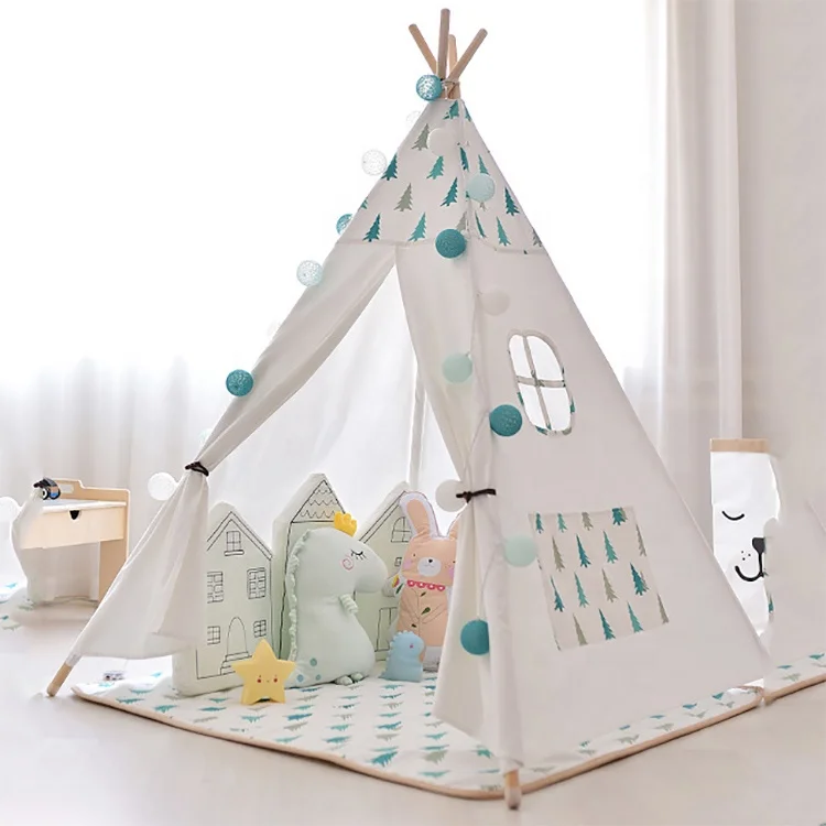 wholesale portable tent foldable 1.6M cotton canvas children kids playhouse tent camping cotton or linen teepee play tent