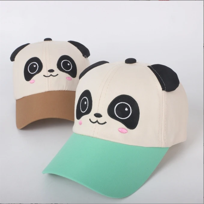 Kids Panda Baseball Cap Custom Panda Logo Sports Caps 5 Panel Kids Baseball Hat
