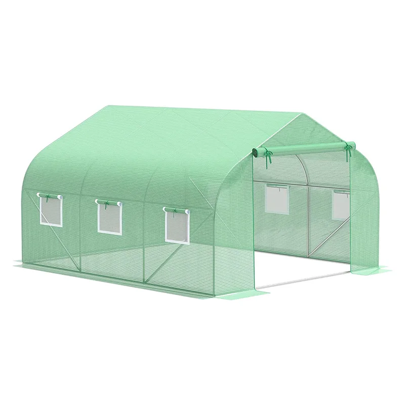 Chunlei OEM Outdoor Walk-in  Greenhouse Hot House with Roll-up Windows Zippered Door PE Cover Tunnel Greenhouses