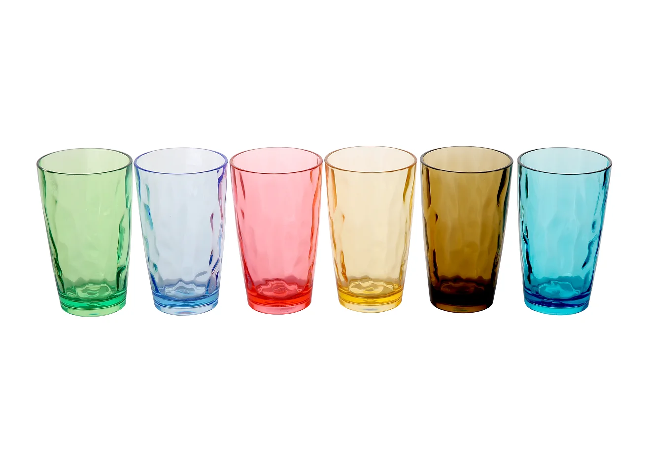 Unbreakable plastic glass set 6 pcs drinking cup---Colored drinking glasses for Home Party