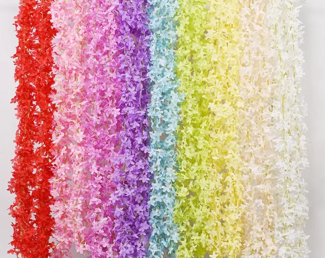 Wisteria Flower Ceiling Hanging Lilac Flower Wall Cloth Based White Ceiling Decoration Wedding Roof Decoration