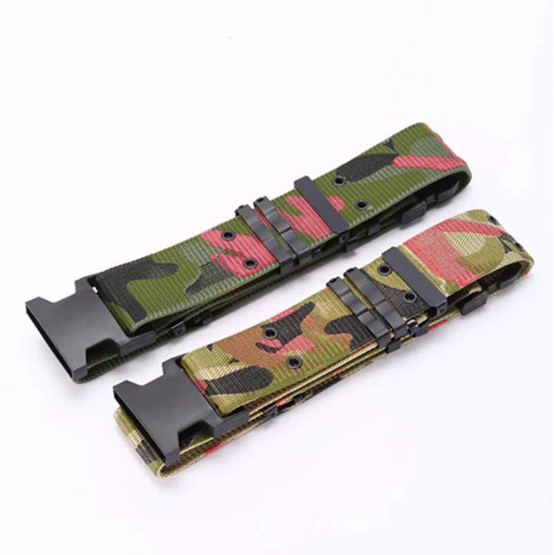 camouflage casual  Tactical military nylon web fabric  belt  with plastic buckle