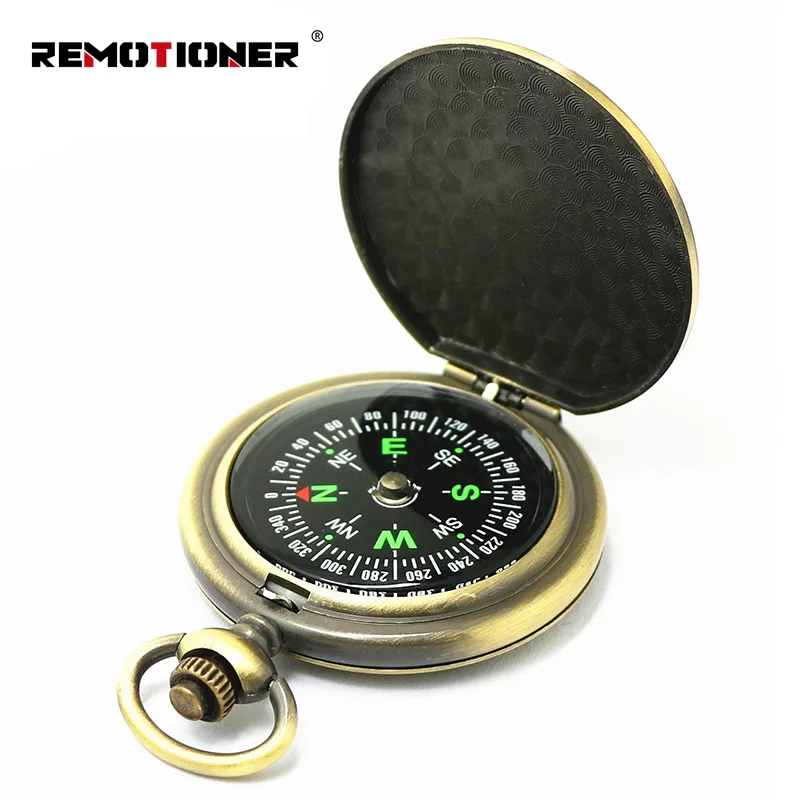 Outdoor Camping Hiking Portable Metal Flip Cover Pocket Watch MIni Compass for Vintage Gifts