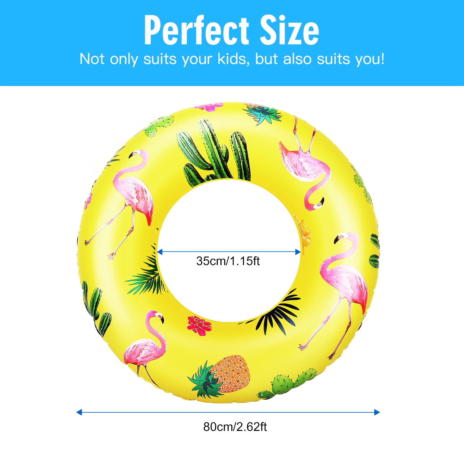 MoKo Flamingo Swim Rings,Inflatable Pool Float Swimming Pool Float Tube Cute Round Swimming Tube For Kids&Adults 90 cm Diameter