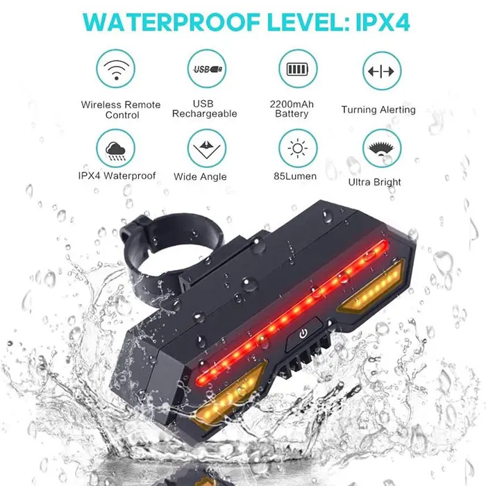 Wireless Bike Rear Light laser tail lamp Smart USB Rechargeable Cycling Accessories Remote Turn led Bicycle Lights