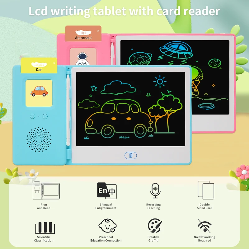 customizable language learning flash card sided flashcard for kids flash card learning machine with lcd writing tablet 8.5 inch