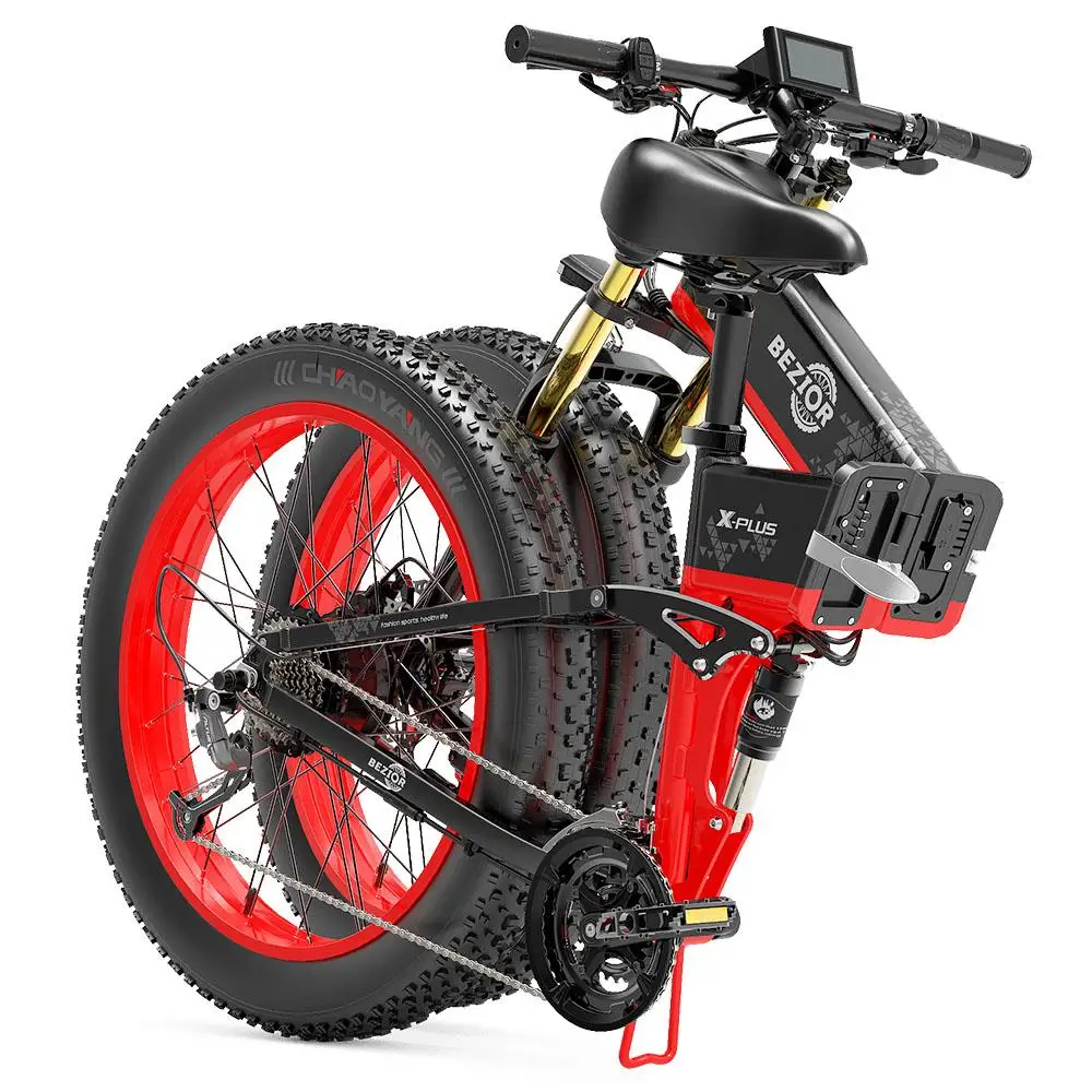 BEZIOR X-PLUS Hybrid Electric Bicyclette Adults 1500W Brushless Motor E Bikes Fat Tire Mountain Electric Bicycle