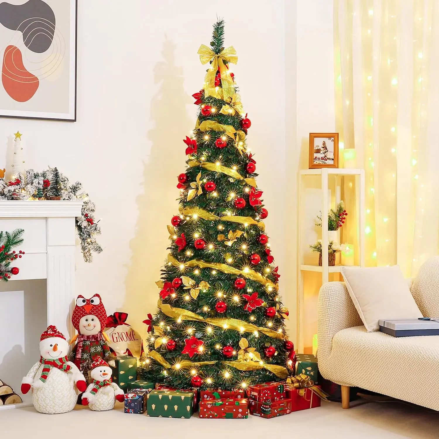 Hot Selling Popular Foldable Spiral Pagoda Shaped Pop up Christmas Tree,Collapsible Pencil Christmas Trees