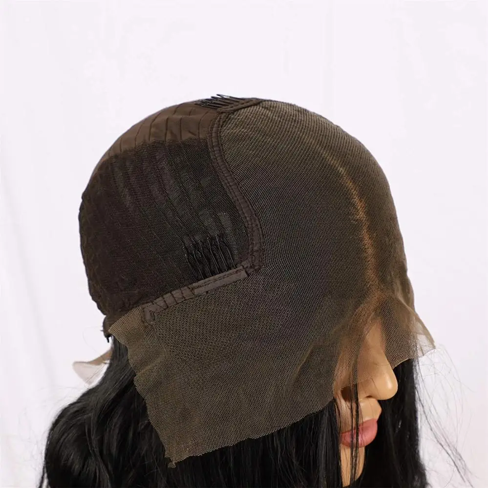 
13x6 Lace Front Black Wig, 22 Long Natural Wavy Synthetic Wig for Women, Pre Plucked with Natural Hairline and Baby Hair 