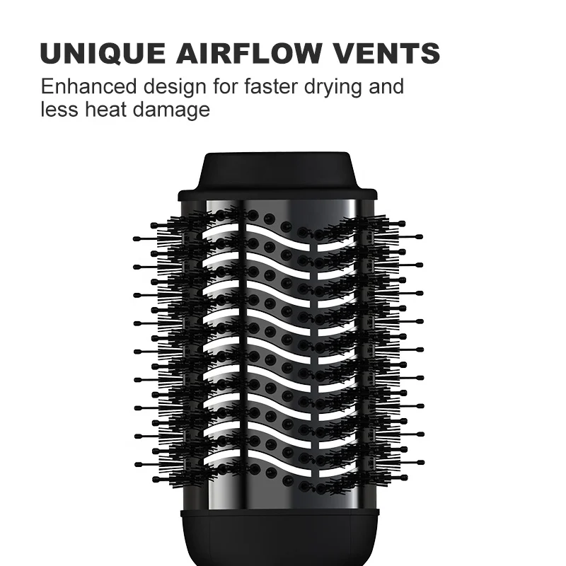 Ulelay Dropship Multi functional 3 in 1 One Step Hair Straightener and Curler Comb with 3 Heat Settings Hot Air Brush Dryer