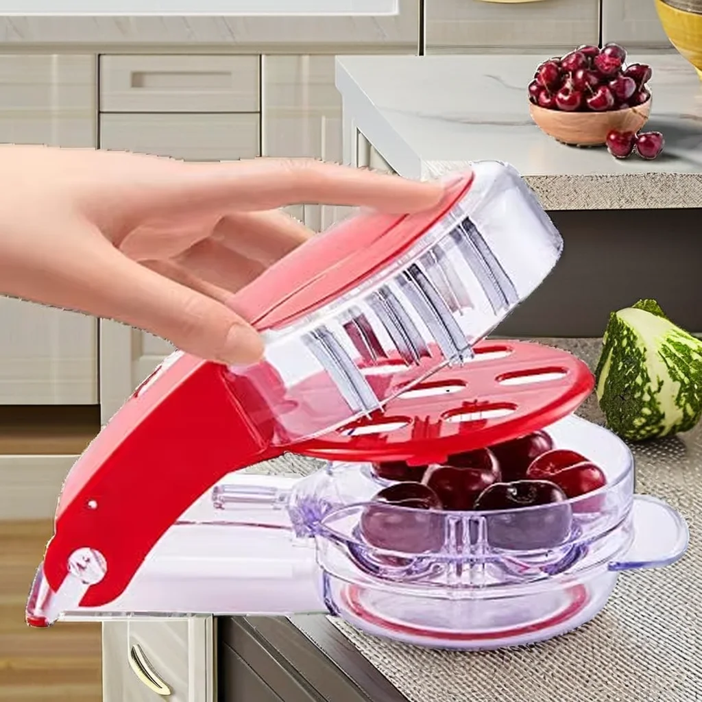 Portable 6-in-1 Cherry Seed Core Remover Quick Release Multi-Cherry Pitter Cake Fruit Salad Vegetables-Time-Saving Cutting Tool